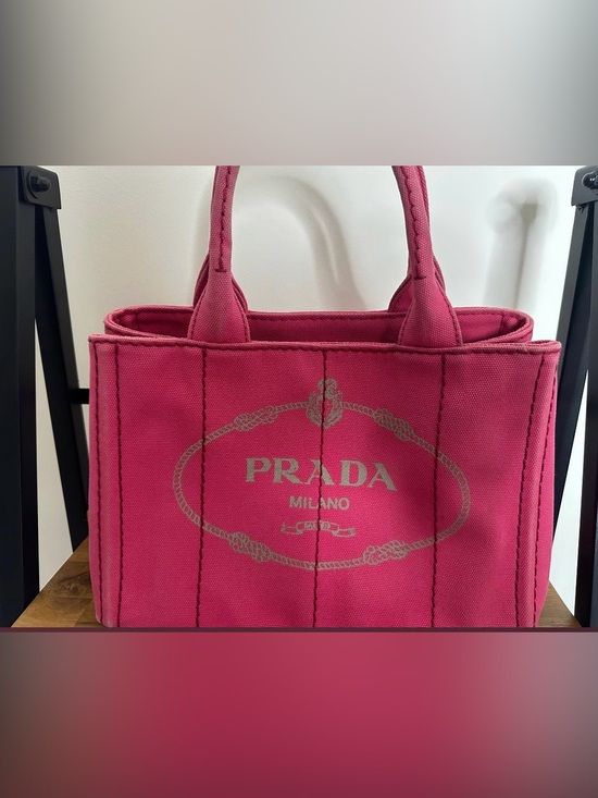 Prada Handbags - Prada Pink Canvas Tote with Prada Milano Logo